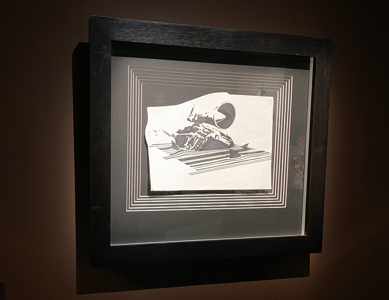 バンクシー展に展示されている作品「アンダーグラウンド・テラー・タクティクス　ドローイング＋レター」の写真