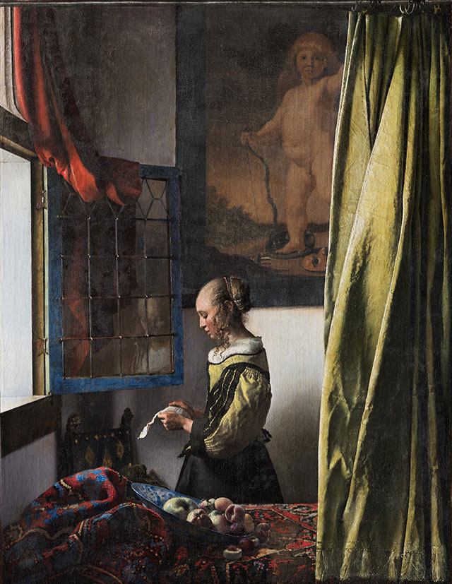 ヨハネス・フェルメール《窓辺で手紙を読む女》（修復後）の作品画像