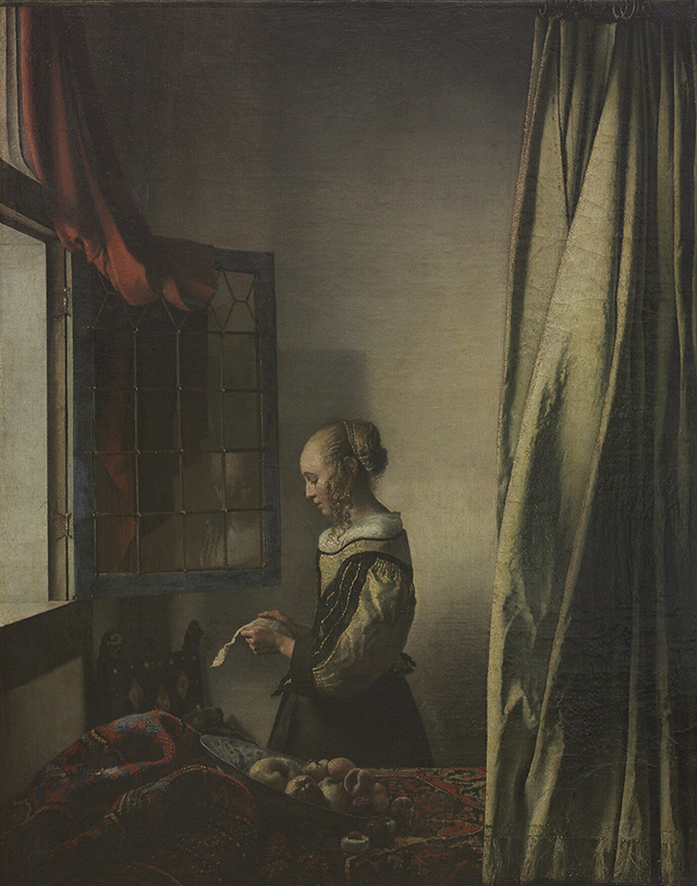 ヨハネス・フェルメール《窓辺で手紙を読む女》（修復前）の作品画像