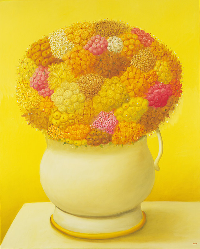 フェルナンド・ボテロ《黄色の花》（ 3 点組）　2006年　油彩／カンヴァス